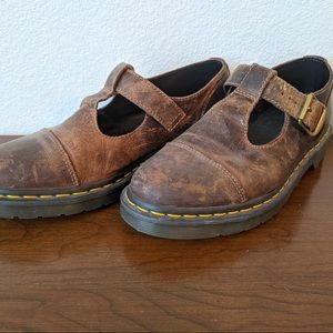 Dr. Martens “Gormy” Leather T-Strap Buckle Mary Janes Brown, US 9/UK7